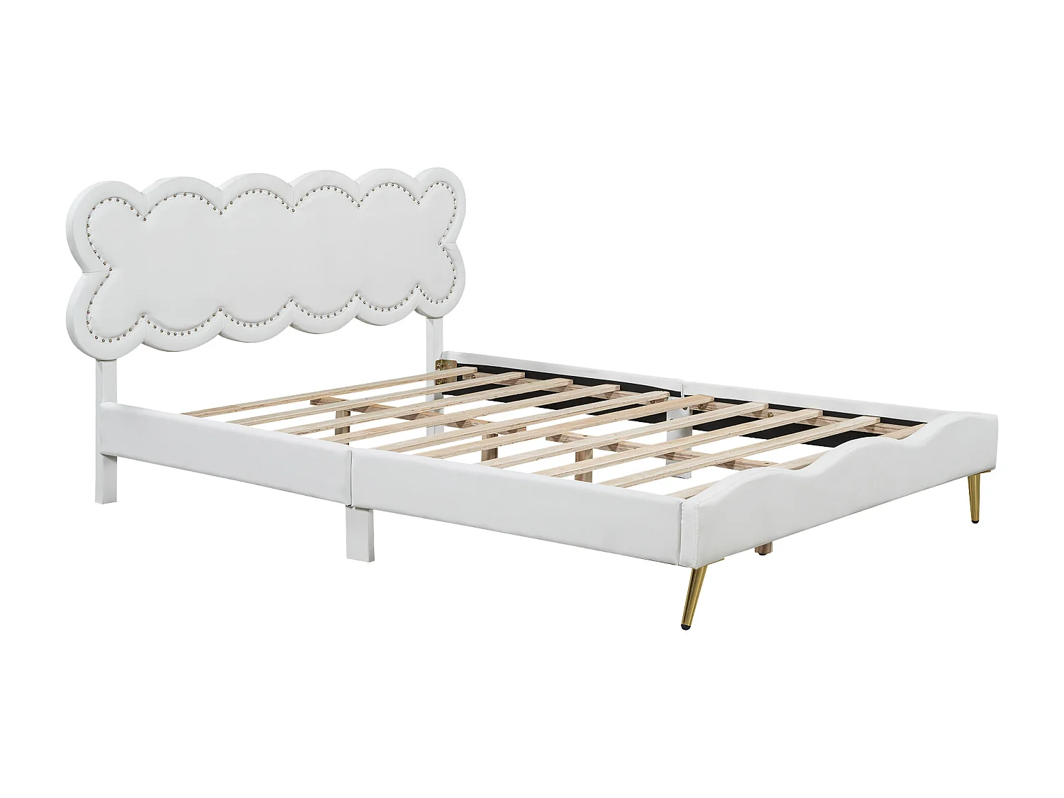 Gestoffeerd bed 140 x 200 cm met hoofdbord - PU-leer - lattenbodem - wit