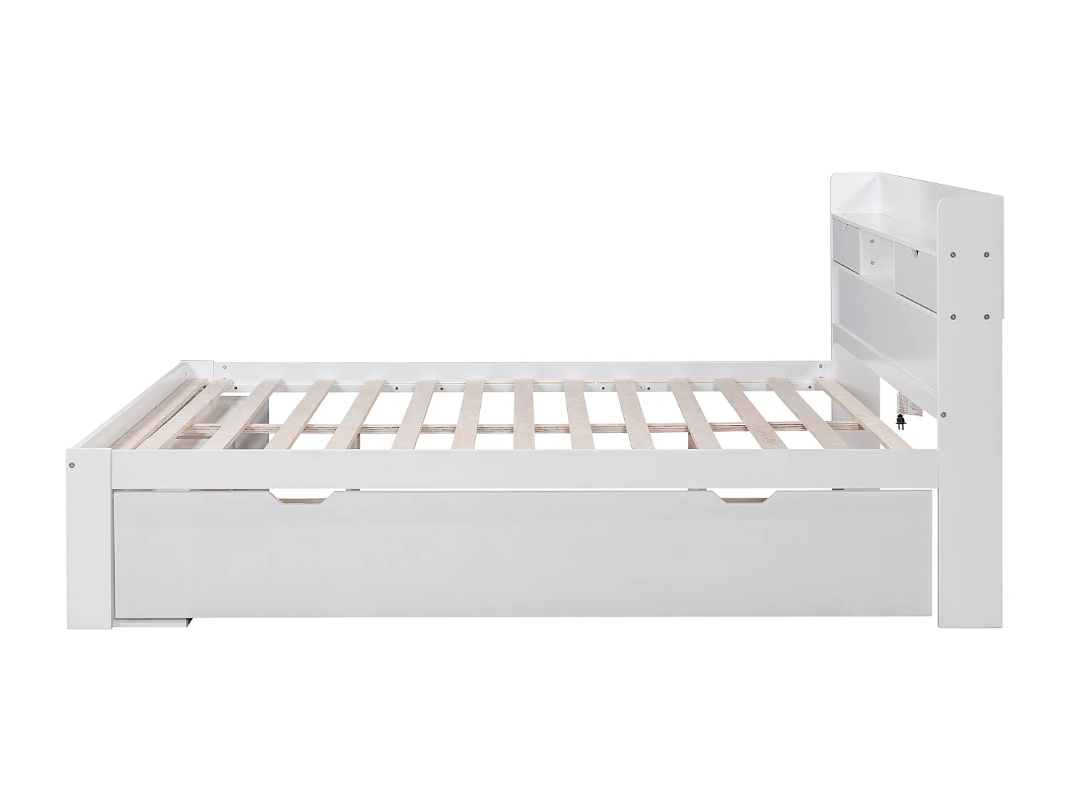 Bed 180 x 200 cm met USB-aansluiting, 5 lades & opbergvakken - grenenhout - wit (zonder matras)