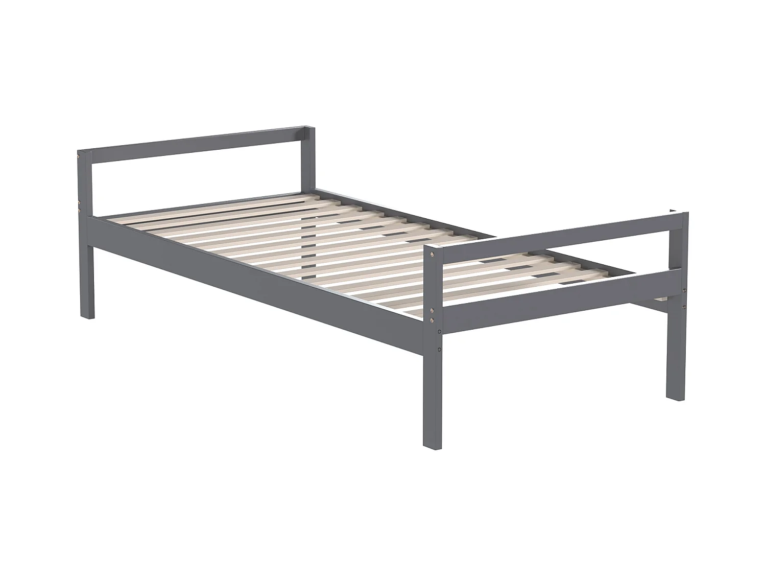 Literas 2 x 90 x 200 cm con escritorio, 4 cajones y estantes - madera de pino + MDF - gris (sin colchón)