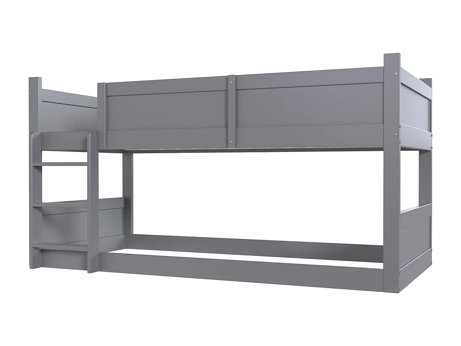 Łóżko piętrowe 3-osobowe 3 x 90 x 200 cm z barierkami - drewno sosnowe + MDF - szare (bez materaca)