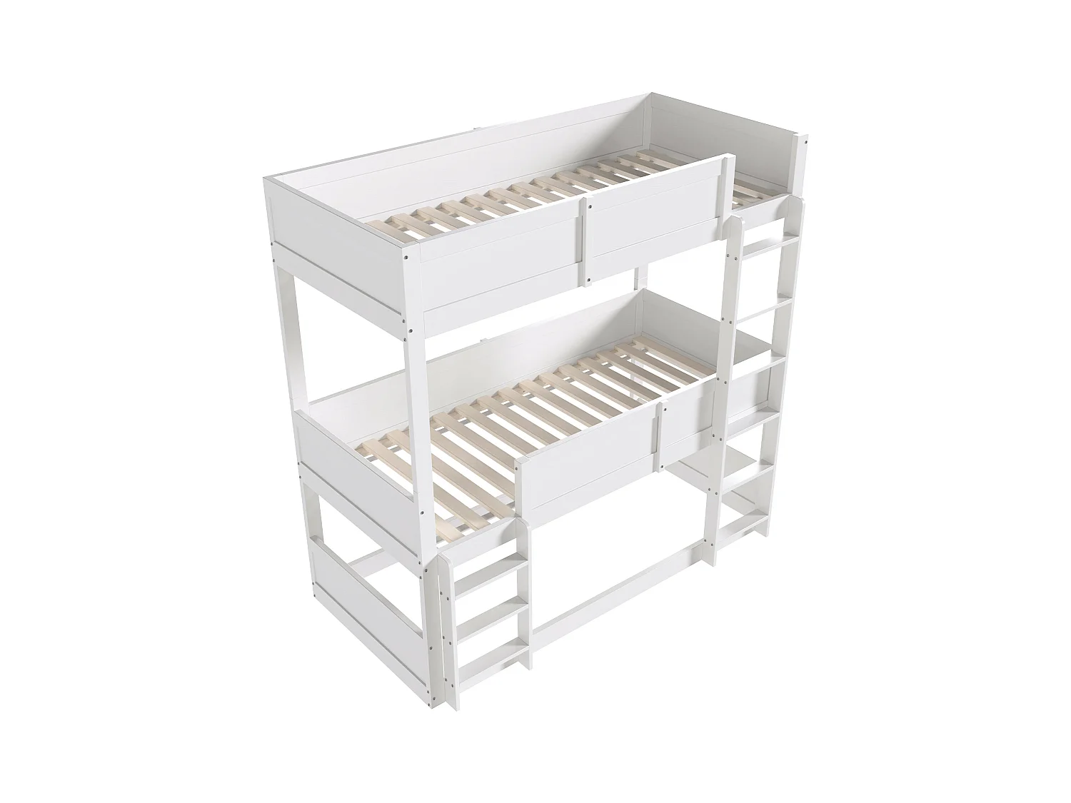 Deelbare driedubbele stapelbedden 3 x 90 x 200 cm met veiligheidsbarrières - grenenhout + MDF - wit (zonder matras)