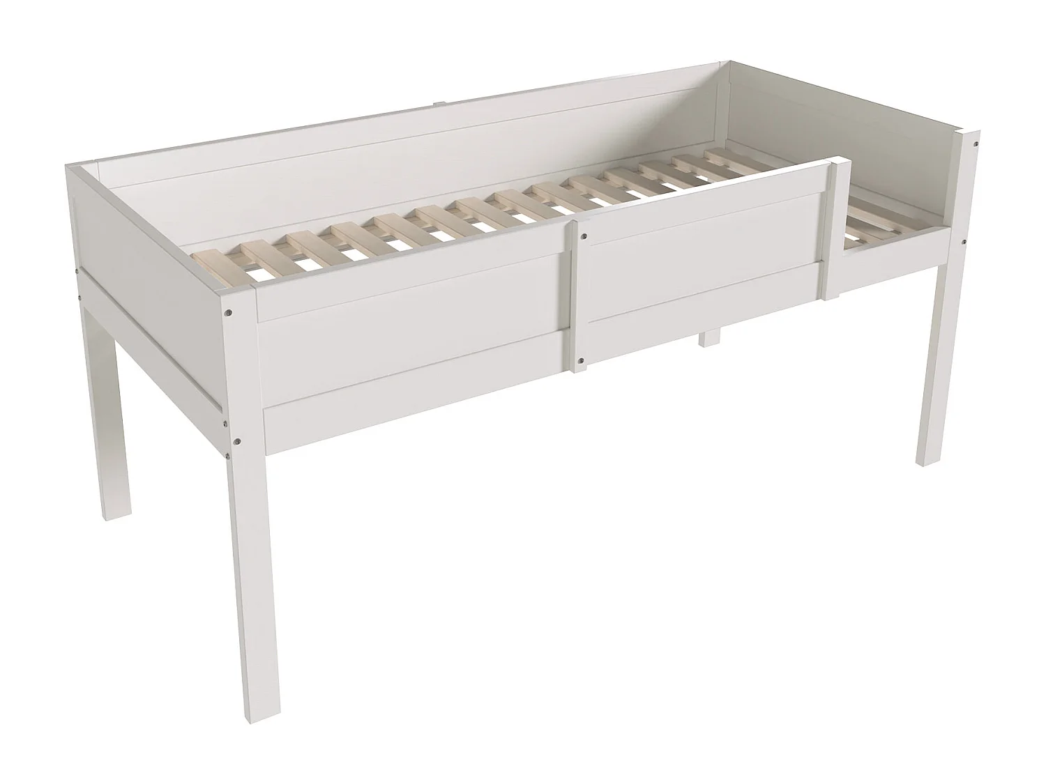 Łóżko piętrowe 3-osobowe 3 x 90 x 200 cm z barierkami - drewno sosnowe + MDF - białe (bez materaca)