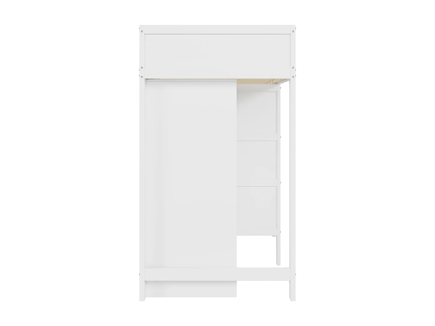 Lits superposés 2 x 90 x 200 cm avec armoire et échelle - pin + MDF - blanc (sans matelas)