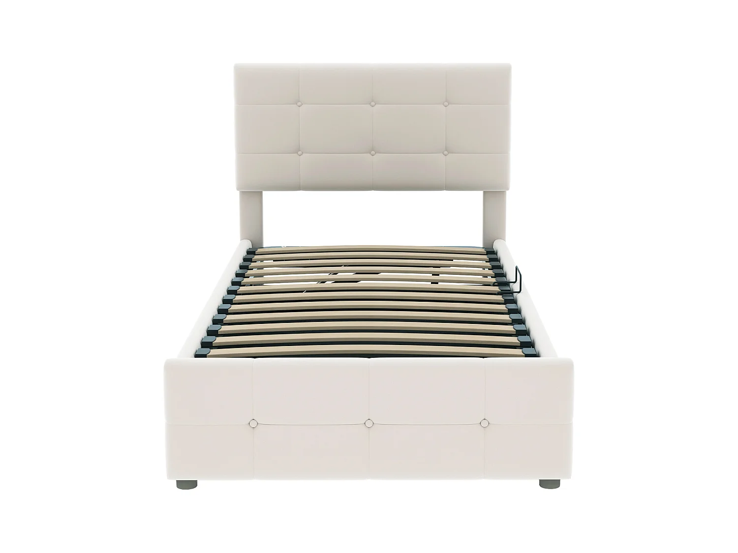 Opbergbed 90 x 200 cm met verstelbaar hoofdeinde - fluwelen stof - lattenbodem - beige (zonder matras)