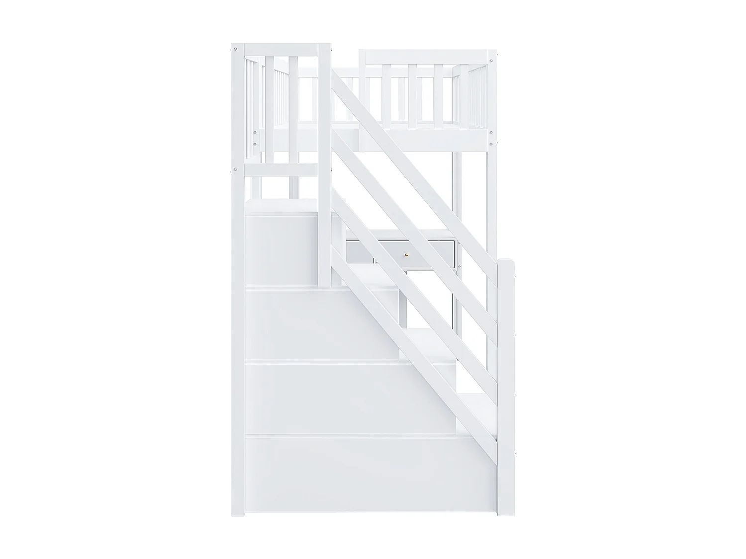 Lit mezzanine 90 x 200 cm avec avec bureau & 6 tiroirs - bois MDF - blanc (sans matelas)