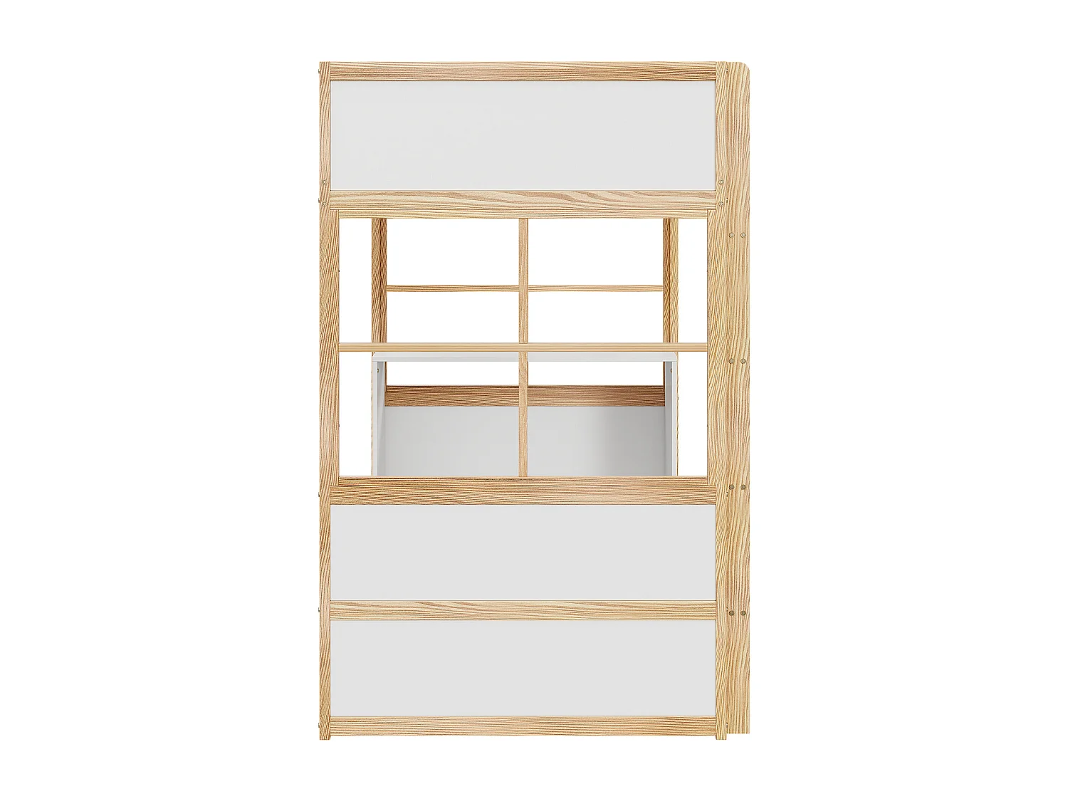 Lit mezzanine 90 x 200 cm avec avec bureau & échelle - bois MDF - blanc + naturel (sans matelas)