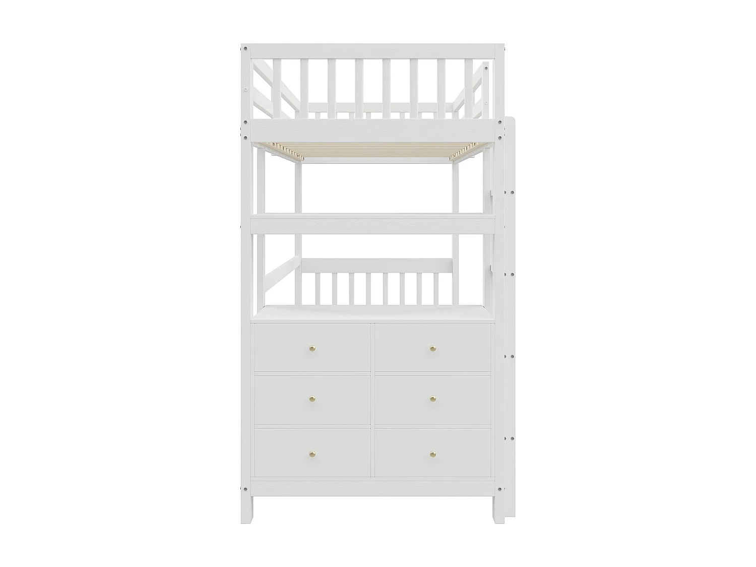 Lit mezzanine 90 x 200 cm avec avec bureau, étagère & 6 tiroirs - bois de pin et MDF - blanc (sans matelas)