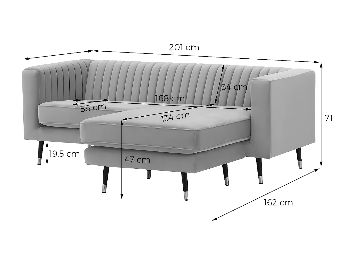 Slender - Canapé d'angle universel - Velluto 7