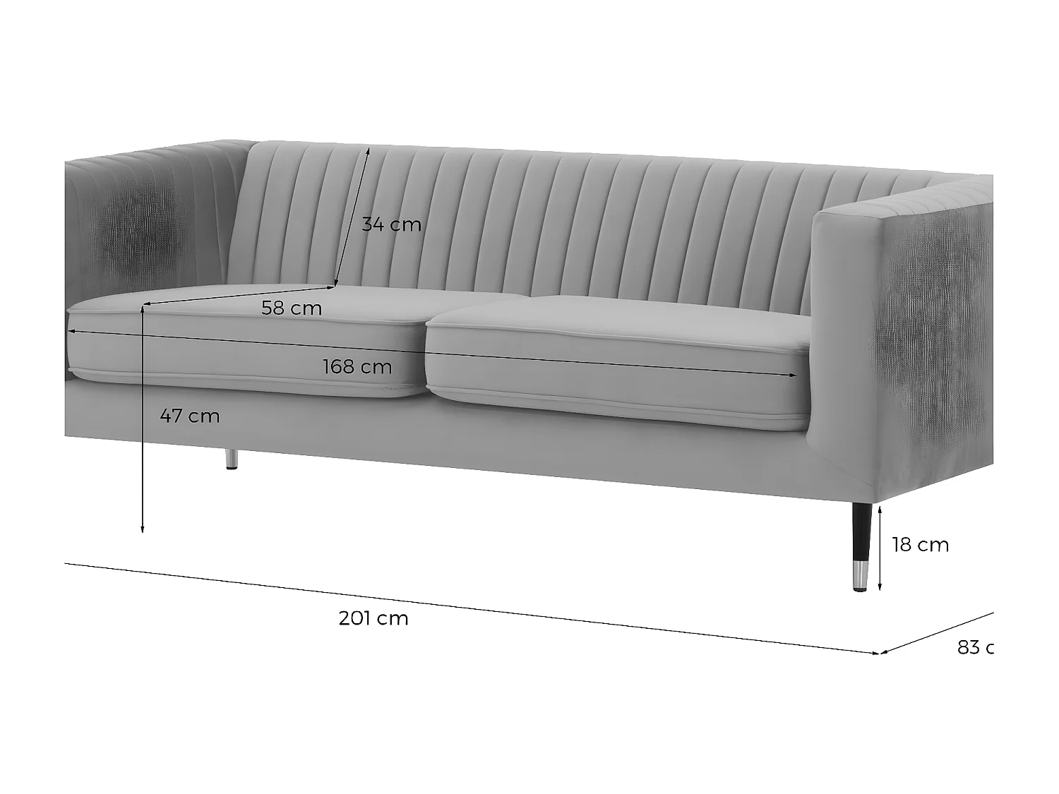 Canapé trois places Slender - Velluto 14