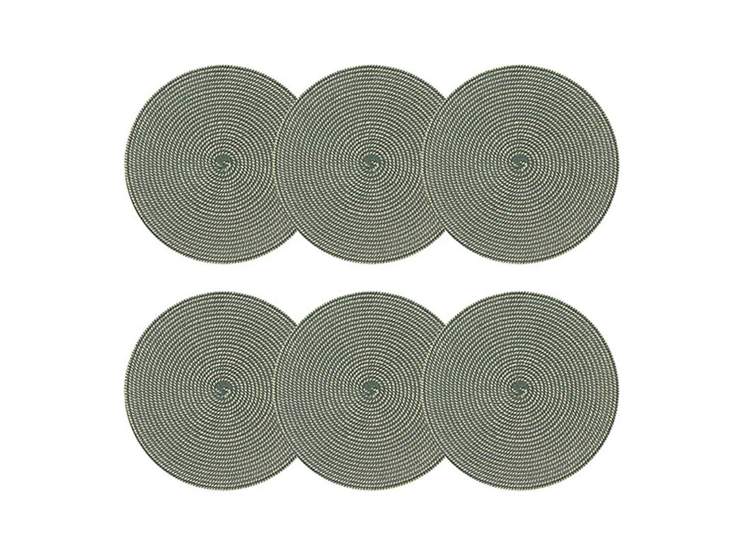 Novastyl - Lot 6 Sets De Table Tisse Rond 36cm En Papier Et Coton Naturel Et Vert