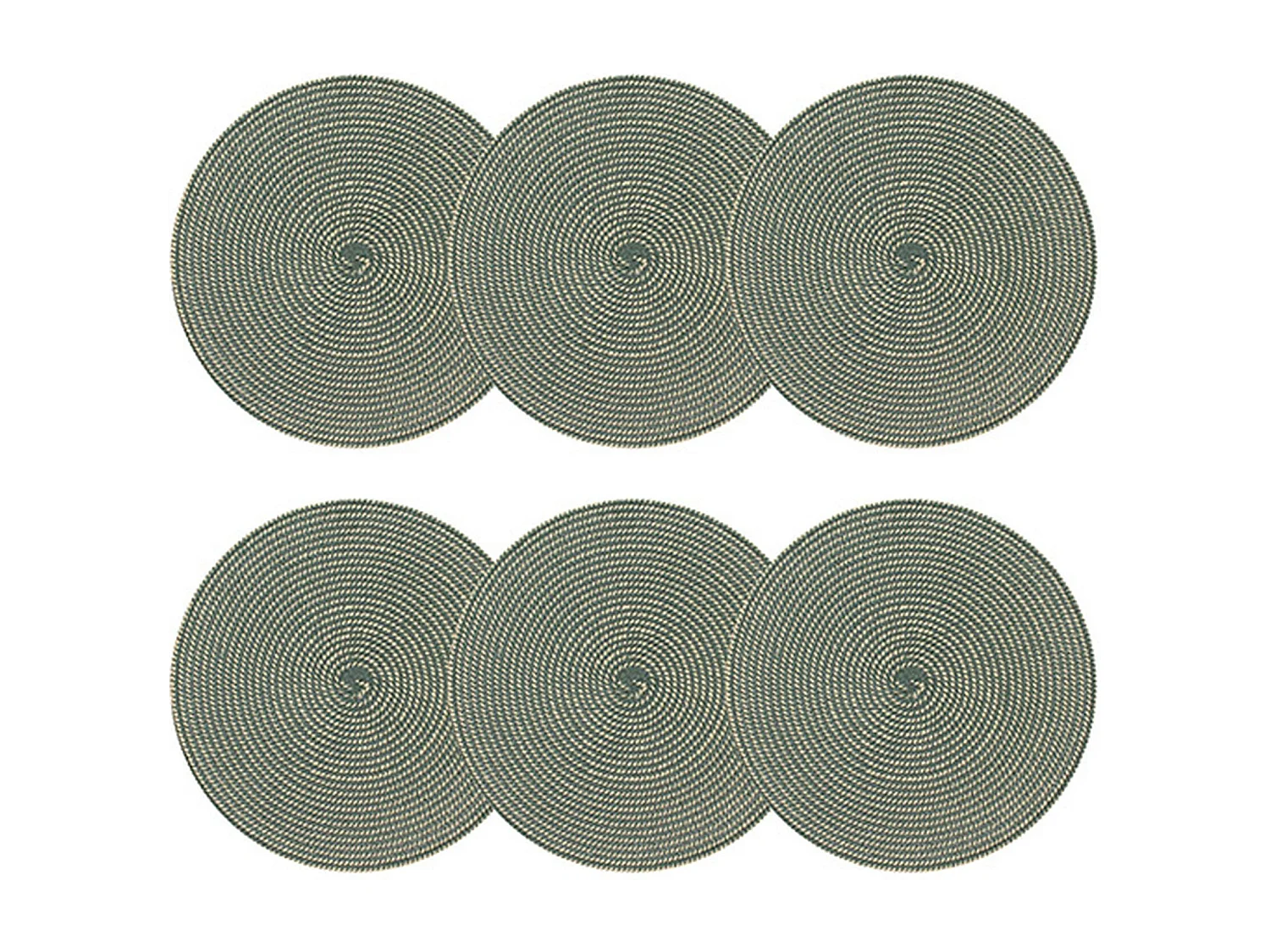 Novastyl - Lot 6 Sets De Table Tisse Rond 36cm En Papier Et Coton Naturel Et Vert