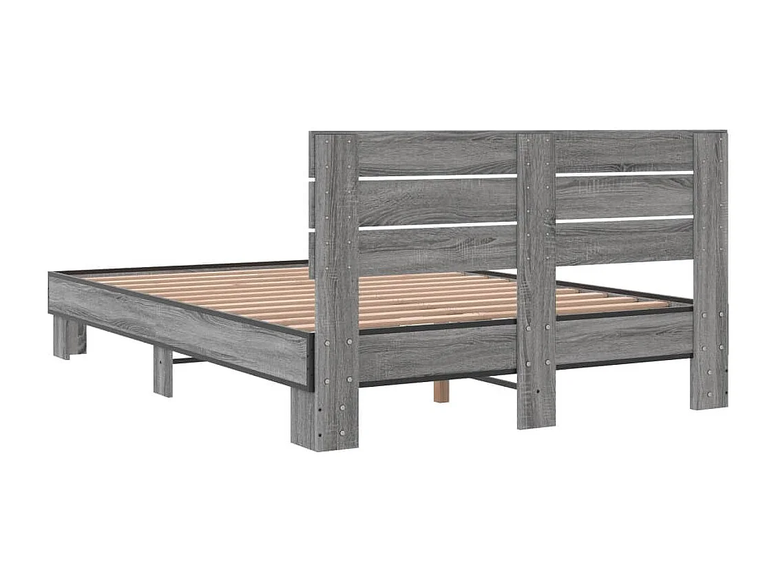 Bedframe bewerkt hout metaal grijs sonoma eiken 120x190 cm