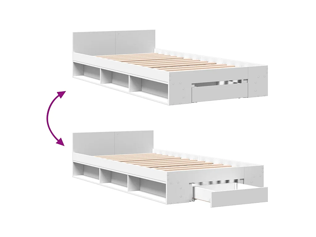 Giroletto con Cassetto Bianco 90x190 cm in Legno Multistrato