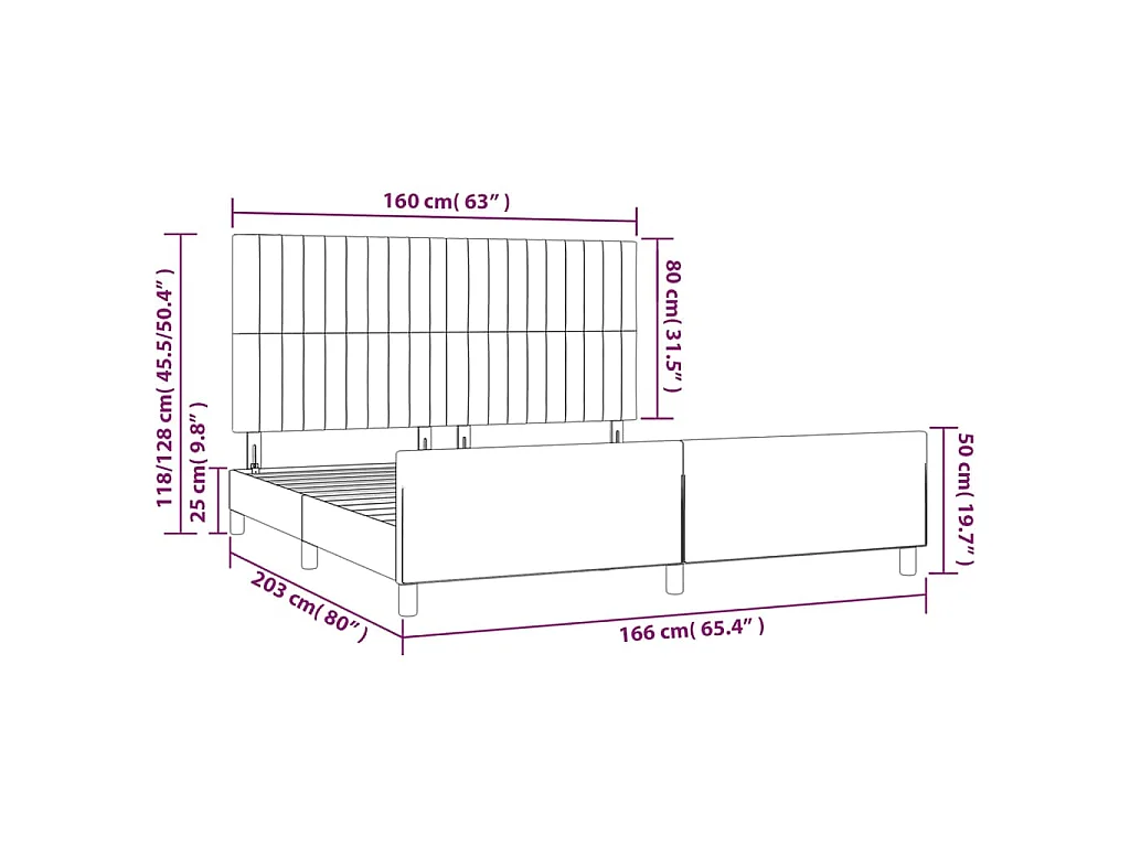Bedframe zonder matras stof crèmekleurig 160x200 cm
