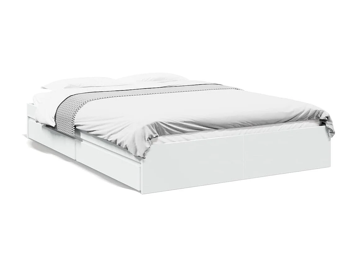 Cadre de lit avec tiroirs sans matelas blanc 160x200 cm