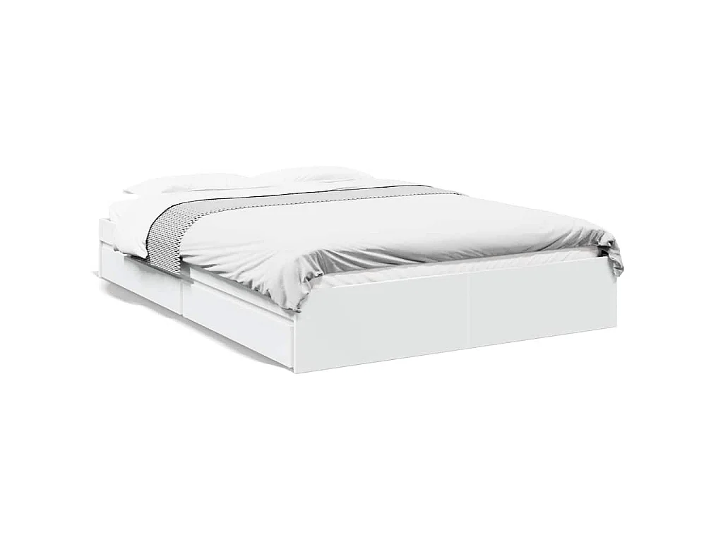 Cadre de lit avec tiroirs sans matelas blanc 160x200 cm