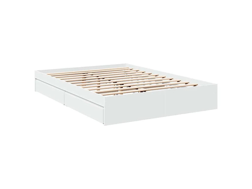 Cadre de lit avec tiroirs sans matelas blanc 160x200 cm