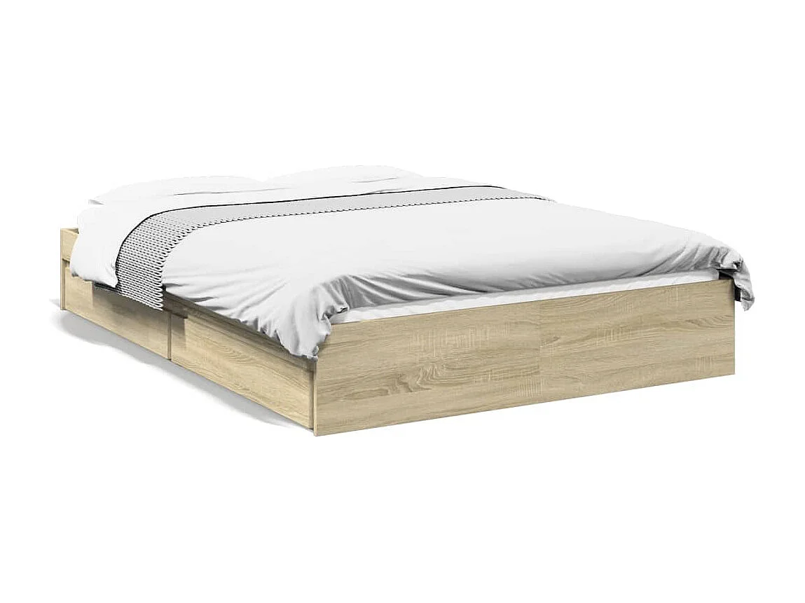 Cadre de lit avec tiroirs sans matelas chêne sonoma 120x190 cm