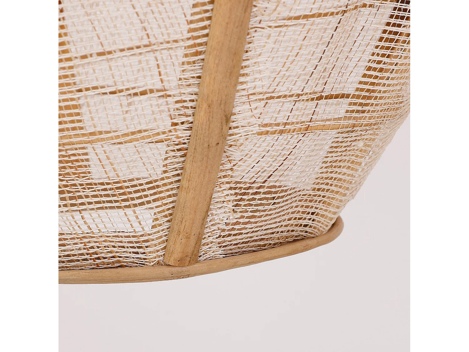 Hanglamp van linnen en bamboe en naaldhout en multiplex en ijzer - 45.5 x Ø29 - Beige - PELLA