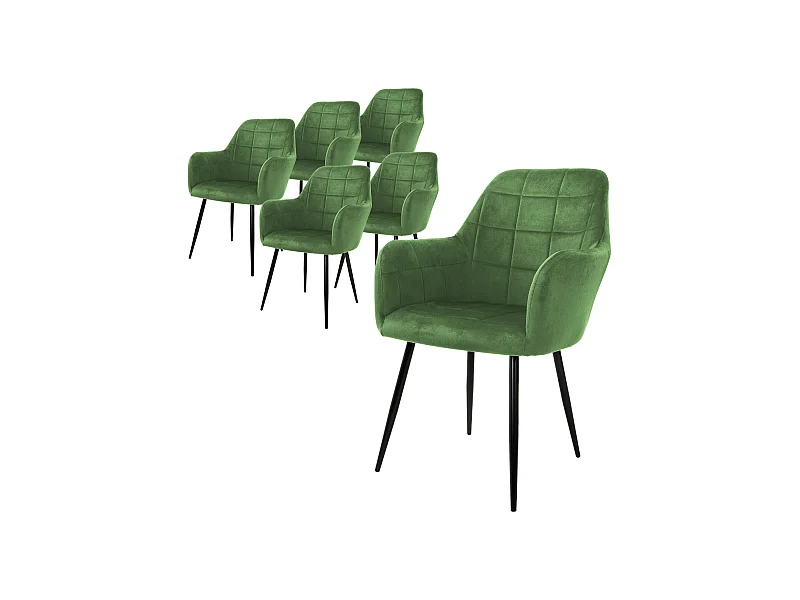 Set 6x Silla de comedor/salón de terciopelo verde salvia con patas de acero 84cm