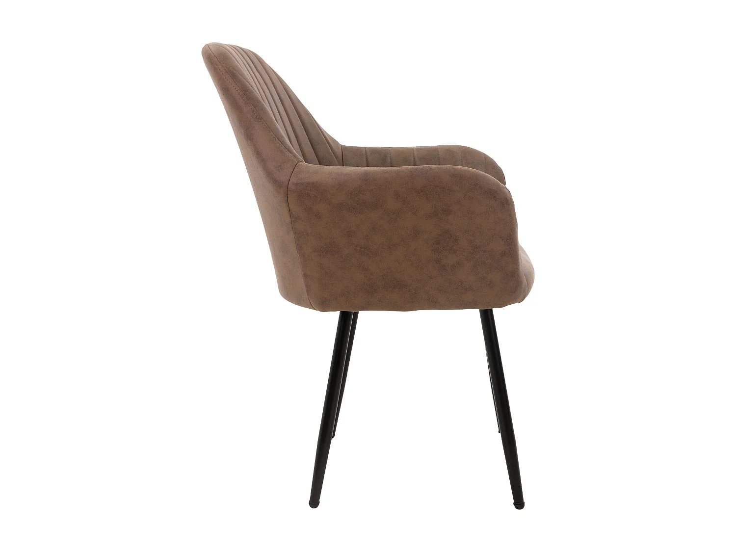 Lot de 4 chaises salle à manger embourrée marron avec accoudoirs en simili