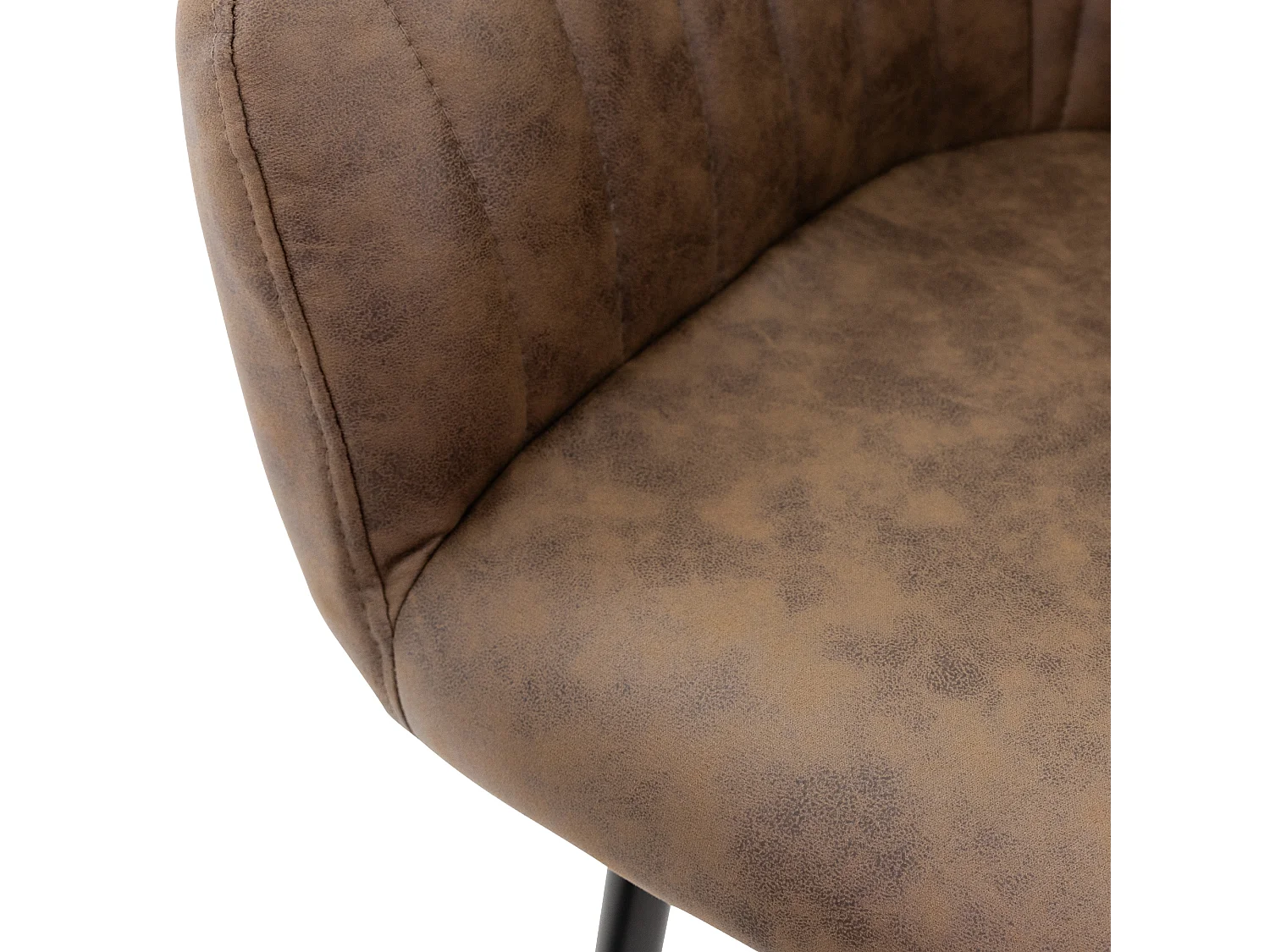 Lot de 4 chaises salle à manger embourrée marron avec accoudoirs en simili