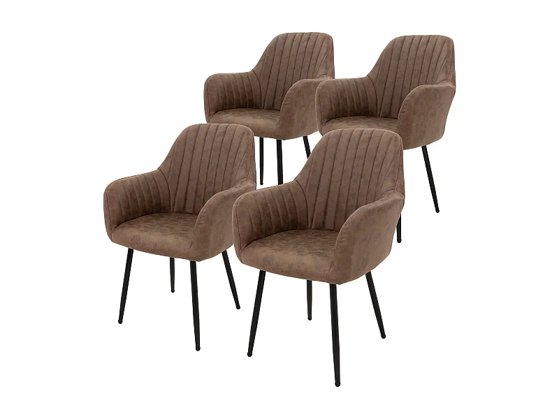 Set 4 sedie da pranzo rivestite similpelle marrone sedia imbottita poltroncina