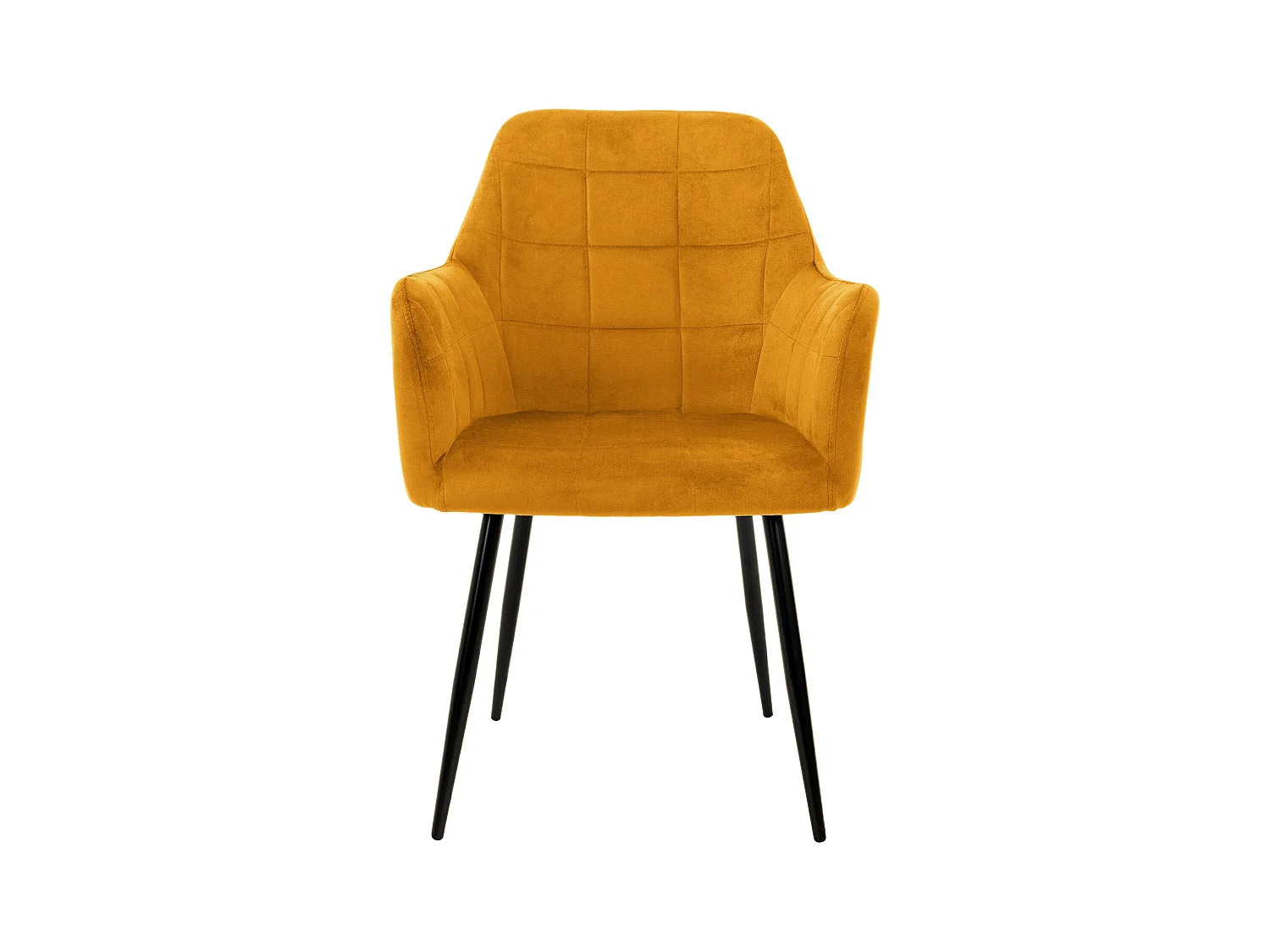 Lot de 6 chaise de salle à manger fauteuil moutarde en velours pieds métalliques