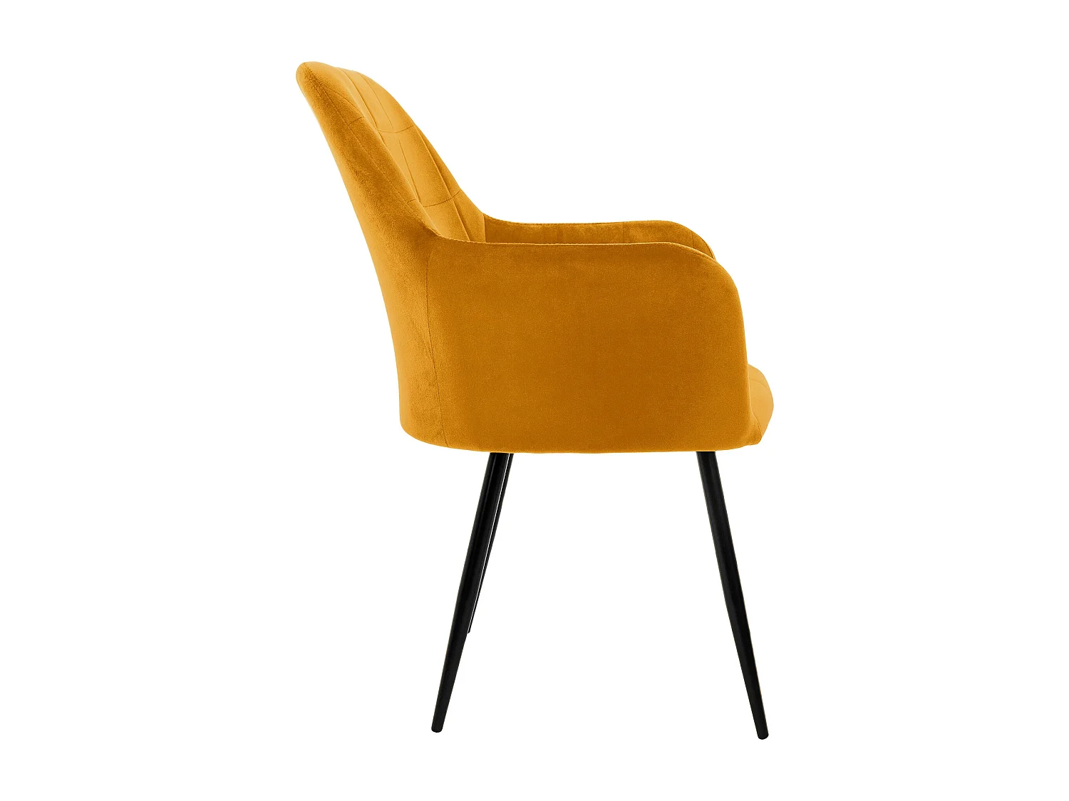 Lot de 6 chaise de salle à manger fauteuil moutarde en velours pieds métalliques