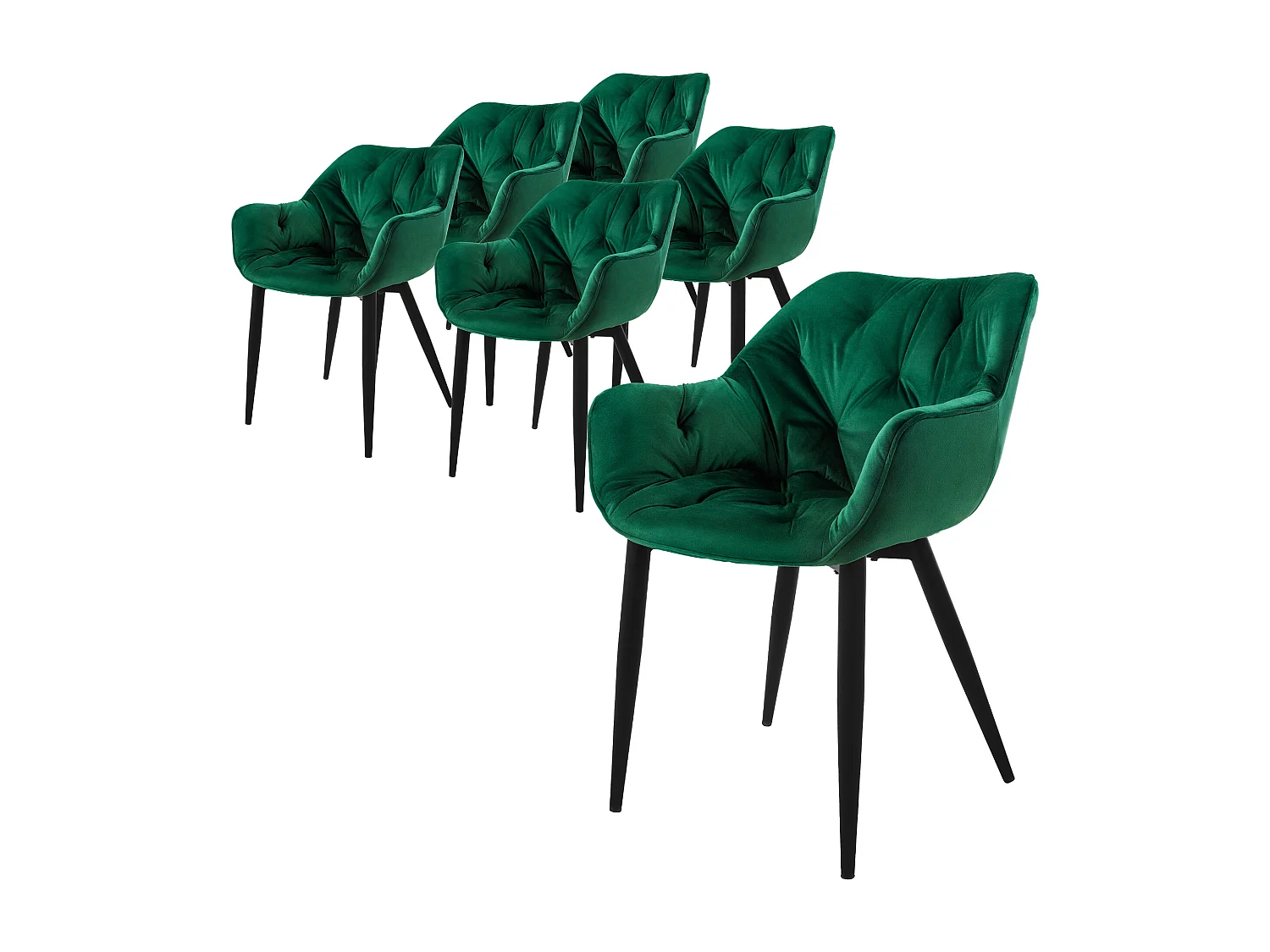 6x Sillas de terciopelo grueso verde oscuro asiento ergonómico para salón/cocina