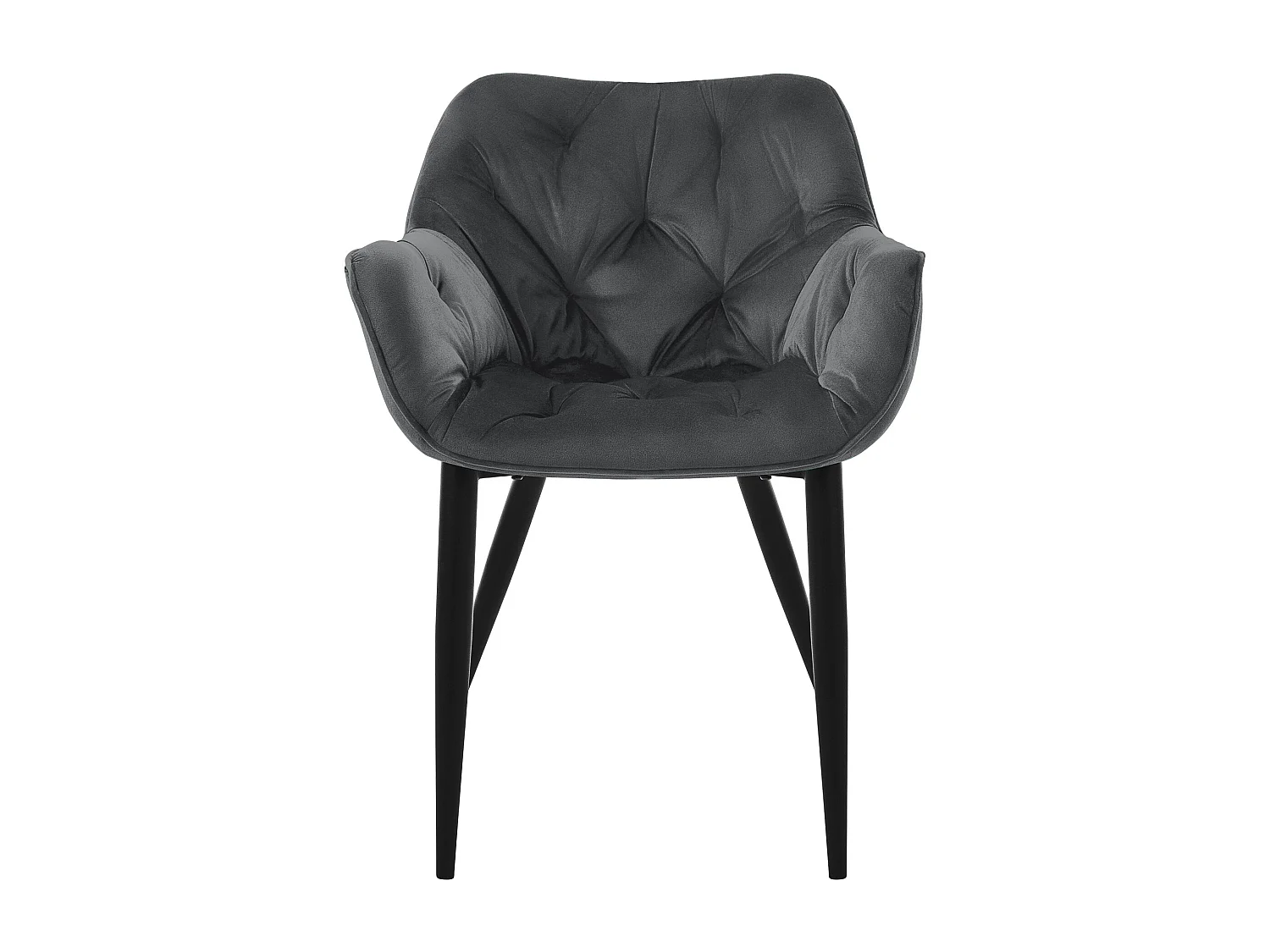 Lot de 6 chaises de salle à manger assise anthracite en velours pieds métal noir