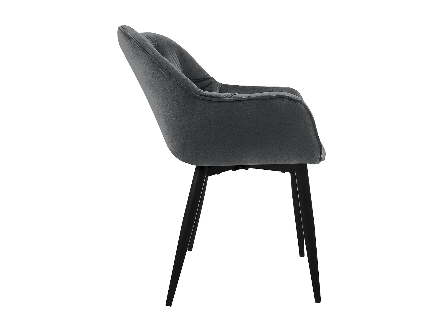 Lot de 6 chaises de salle à manger assise anthracite en velours pieds métal noir