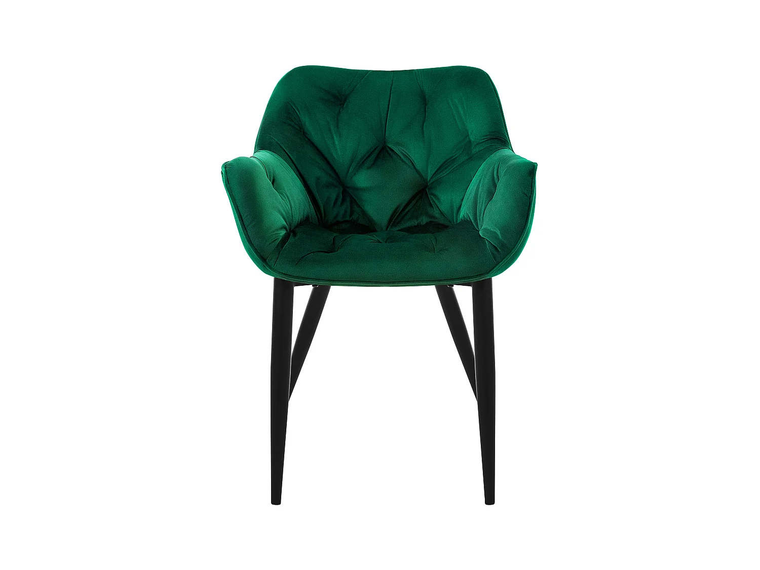 Lot de 8 chaises de salle à manger assise vert foncé en velours pieds métal noir