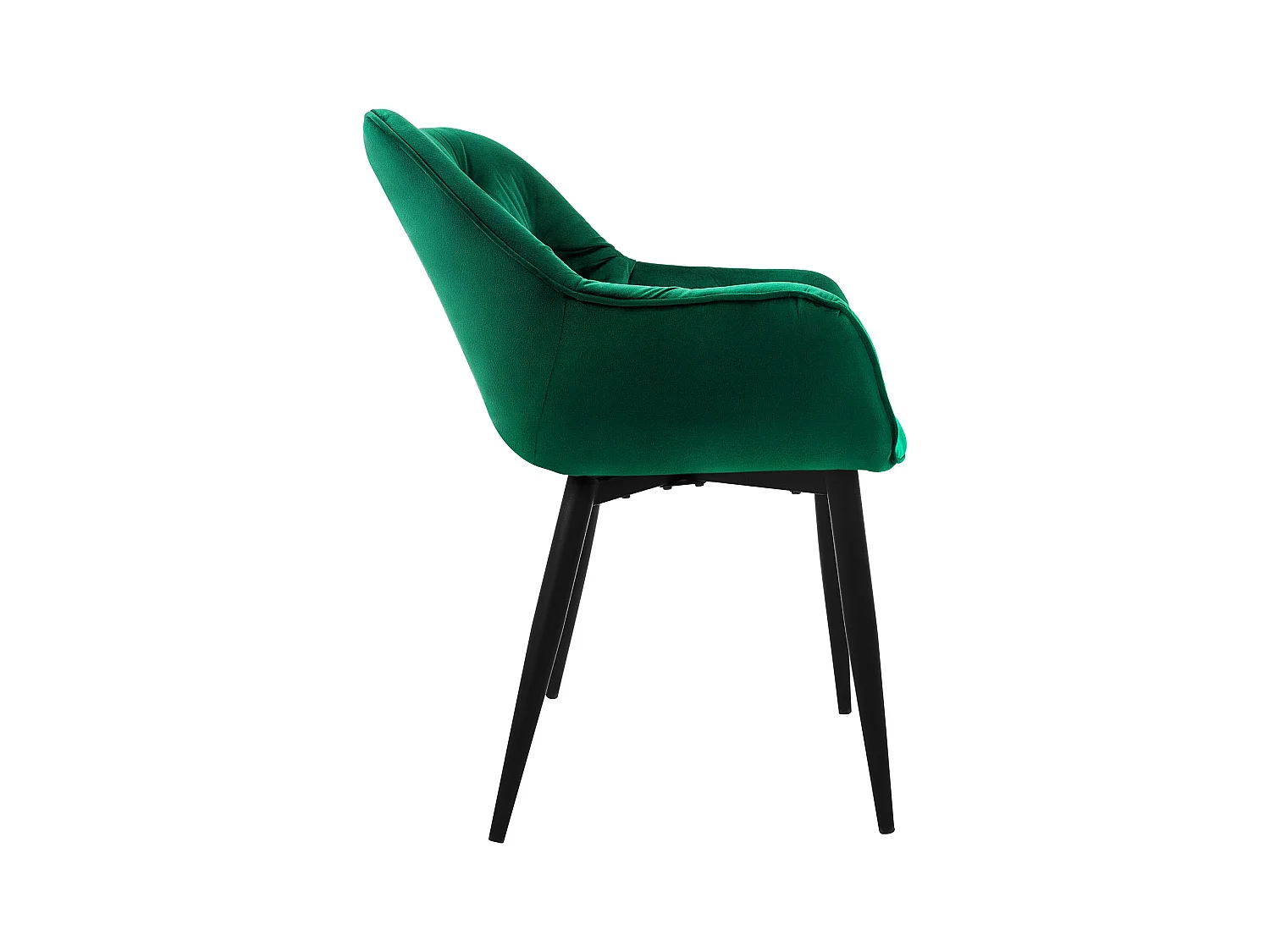 Lot de 8 chaises de salle à manger assise vert foncé en velours pieds métal noir