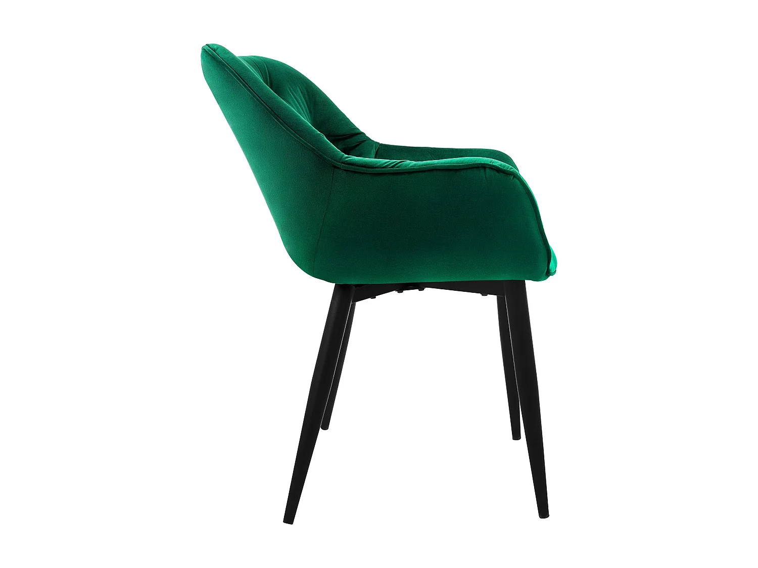 Lot de 8 chaises de salle à manger assise vert foncé en velours pieds métal noir