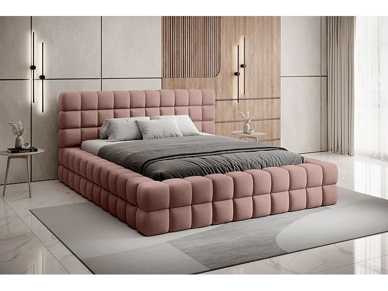 Lit Dario S (140x200)/Tissu/Rose