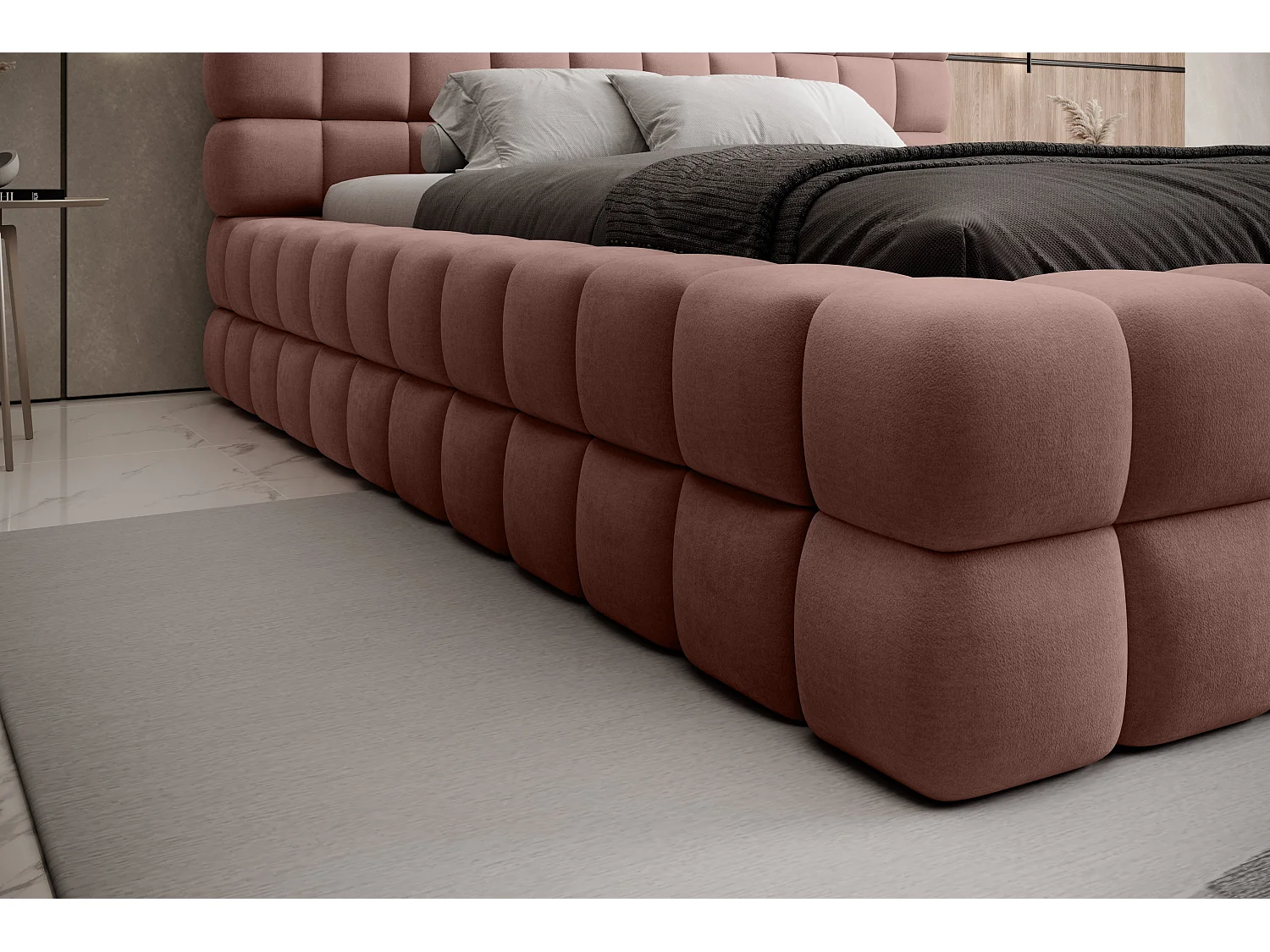 Letto Dario S (140x200)/Tessuto/Rosa