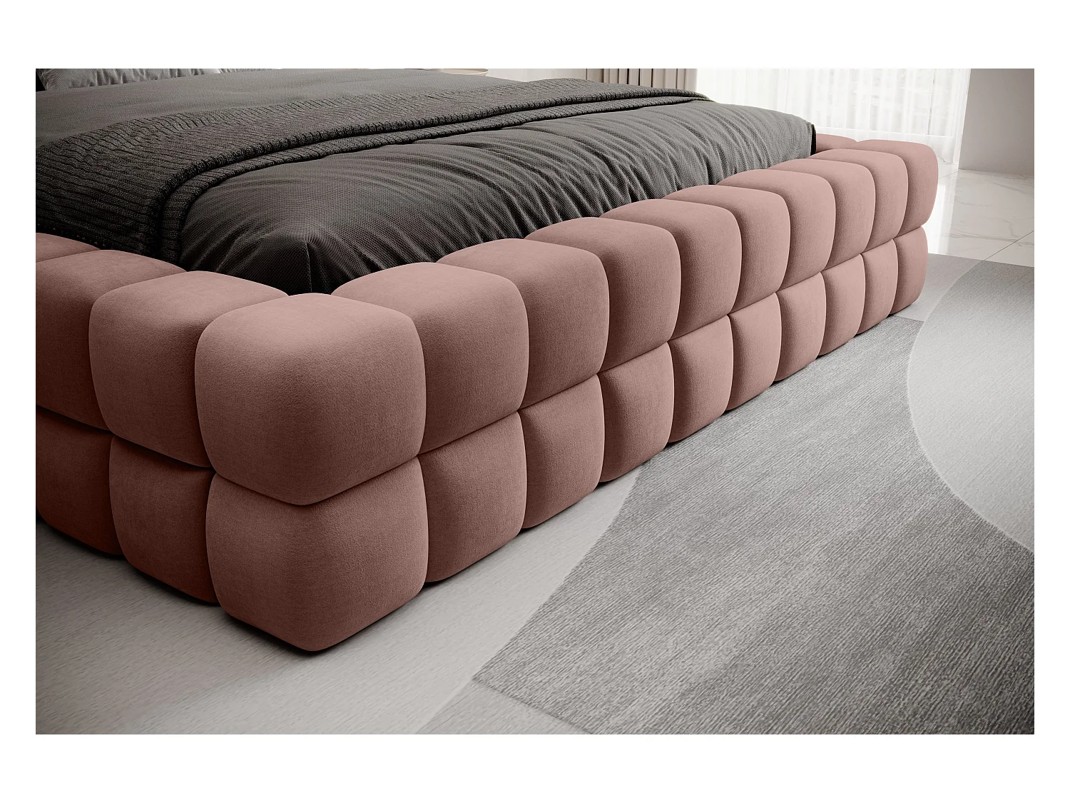 Lit Dario S (140x200)/Tissu/Rose