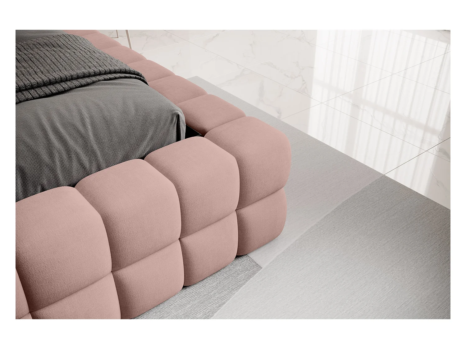 Lit Dario S (140x200)/Tissu/Rose