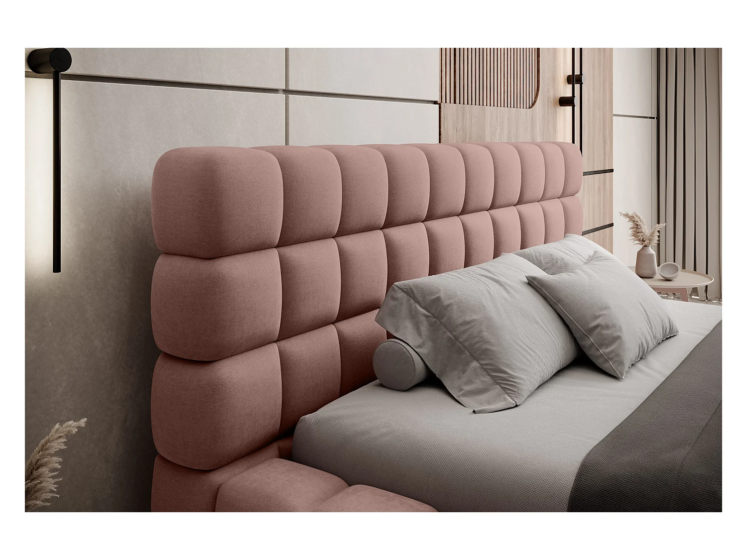 Lit Dario S (140x200)/Tissu/Rose