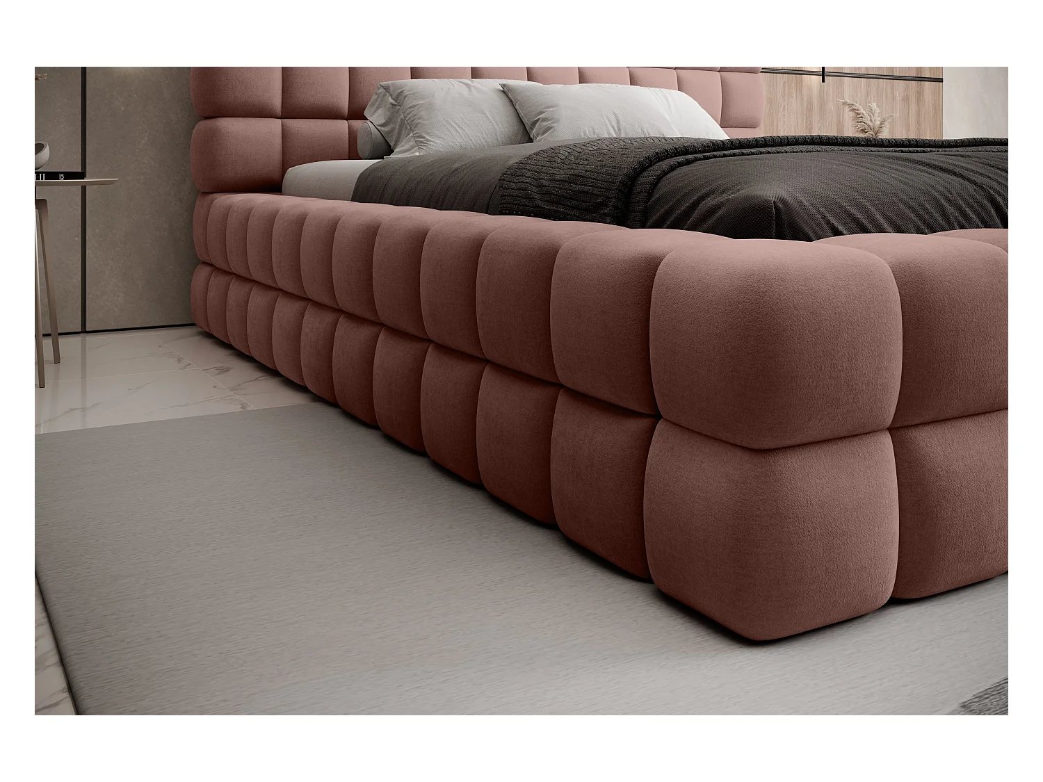 Lit Dario S (140x200)/Tissu/Rose