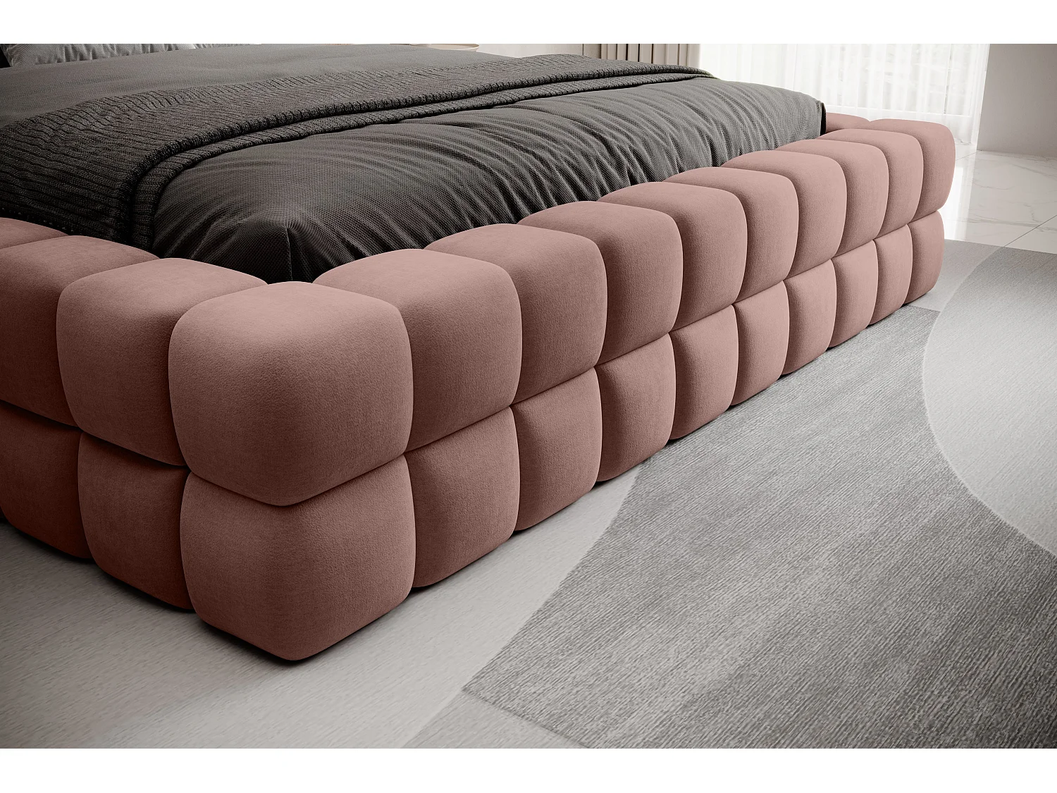 Lit Dario S (140x200)/Tissu/Rose