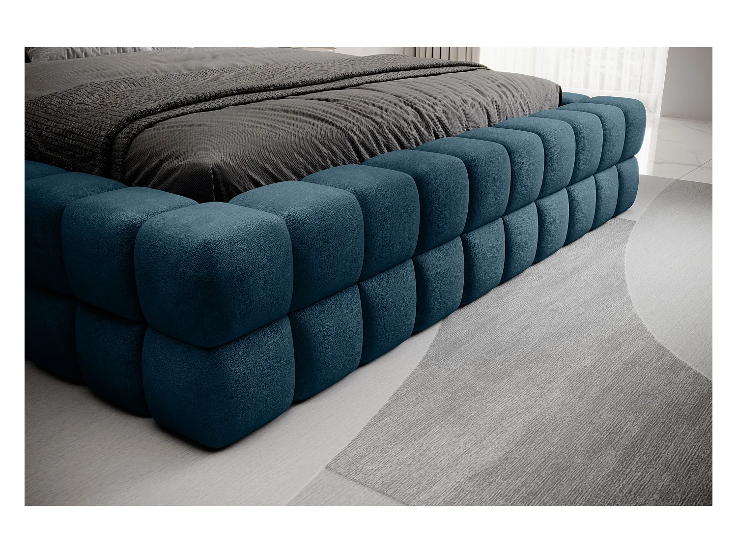 Cama Dario S (140x200)/Capa em tecido/Azul