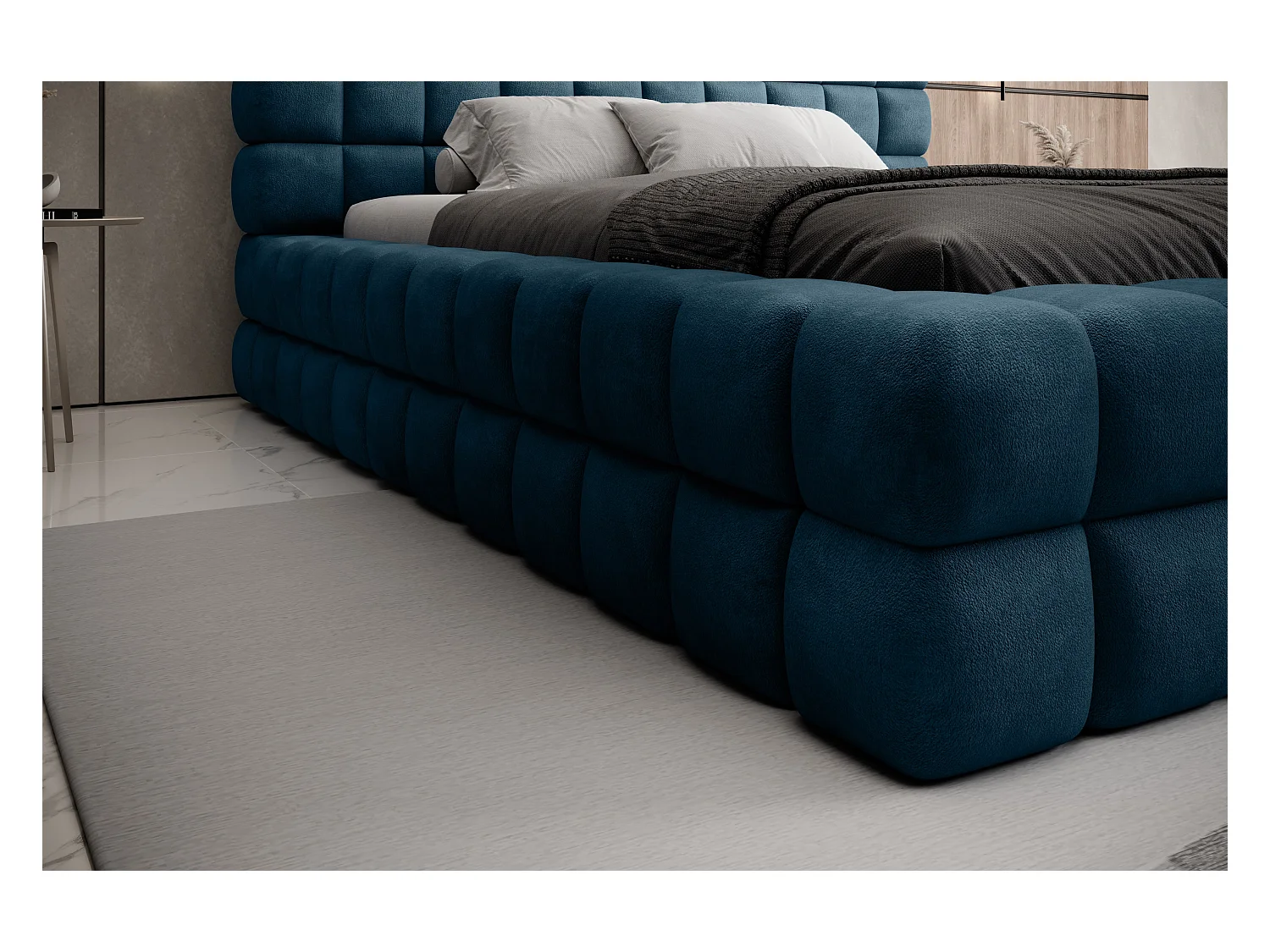 Cama Dario S (140x200)/Capa em tecido/Azul