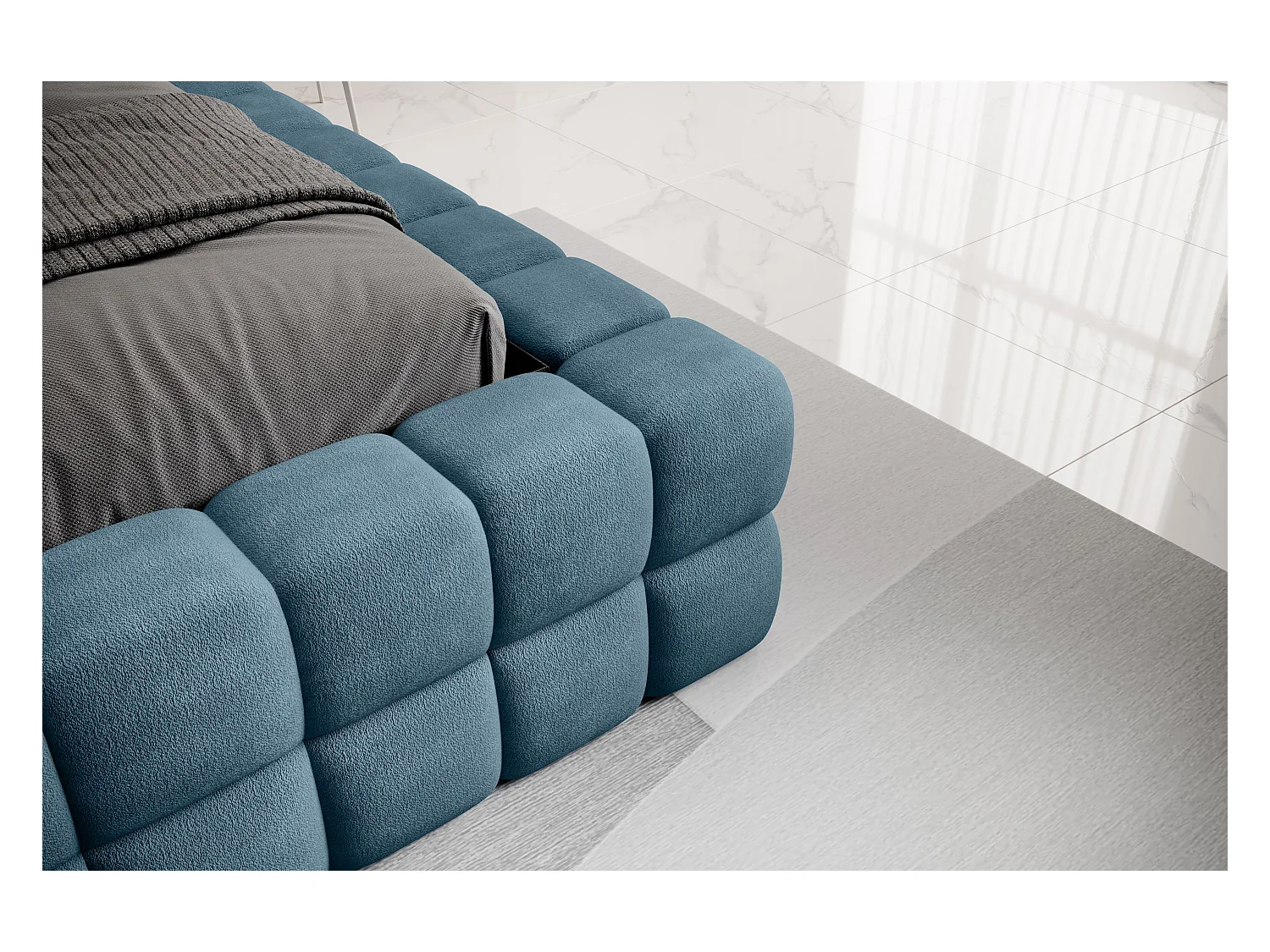 Cama Dario S (140x200)/Capa em tecido/Azul