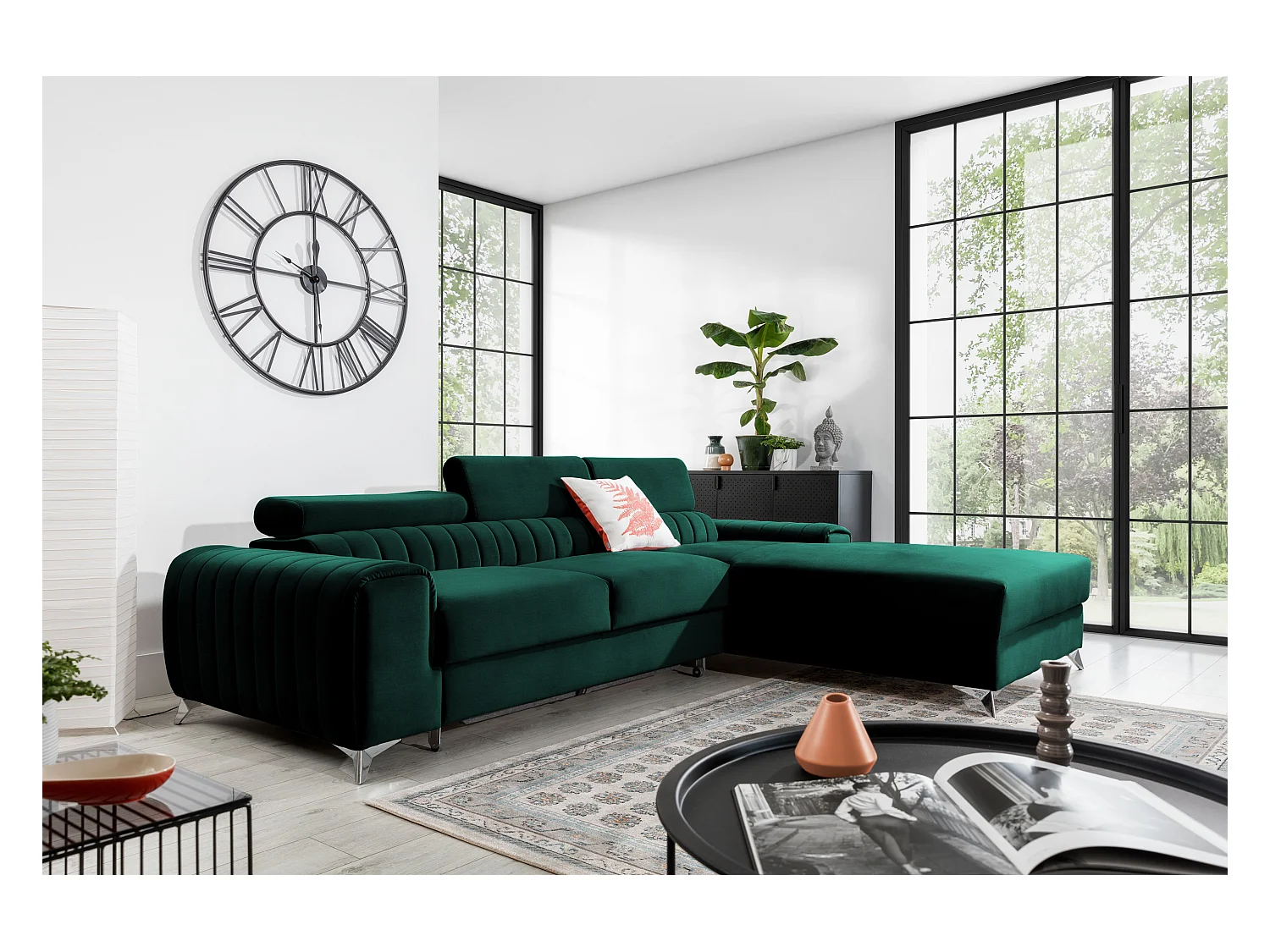 Ecksofa Futura R/Stoffbezug/Grün