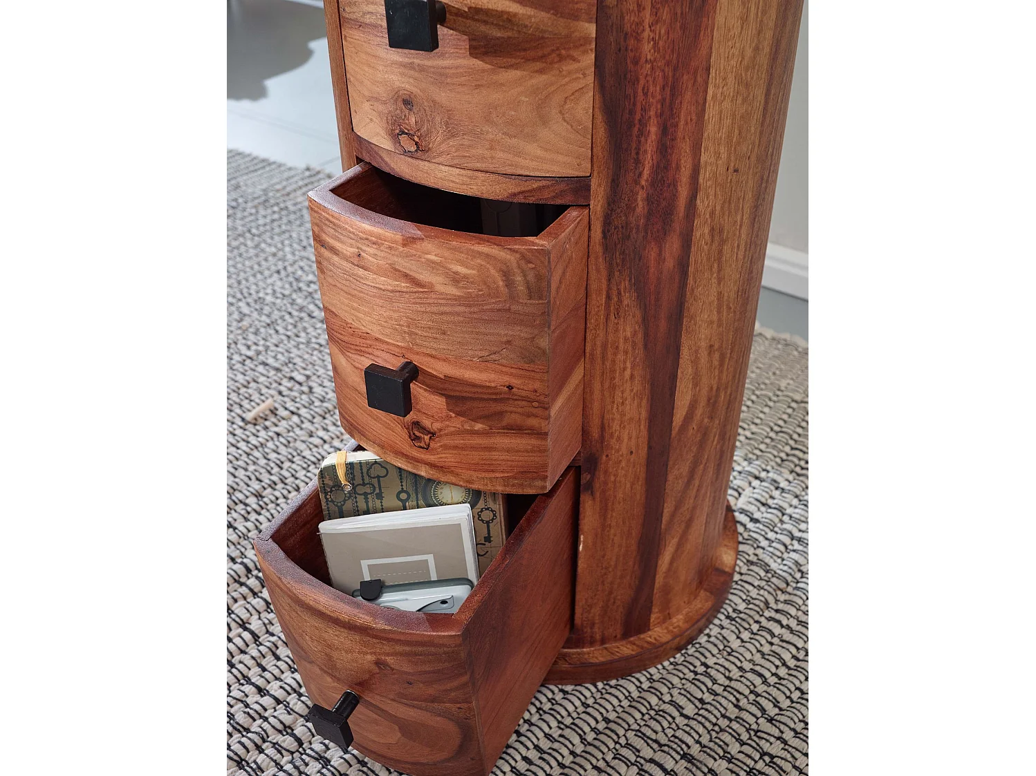 avec tiroirs Buffet Armoire latérale en bois massif Sheesham