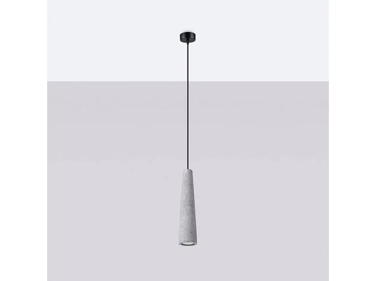 Plafonnier Electra Industriel En Béton - 1 Sources Lumineuses - L.8 X H.125 Cm - Gris
