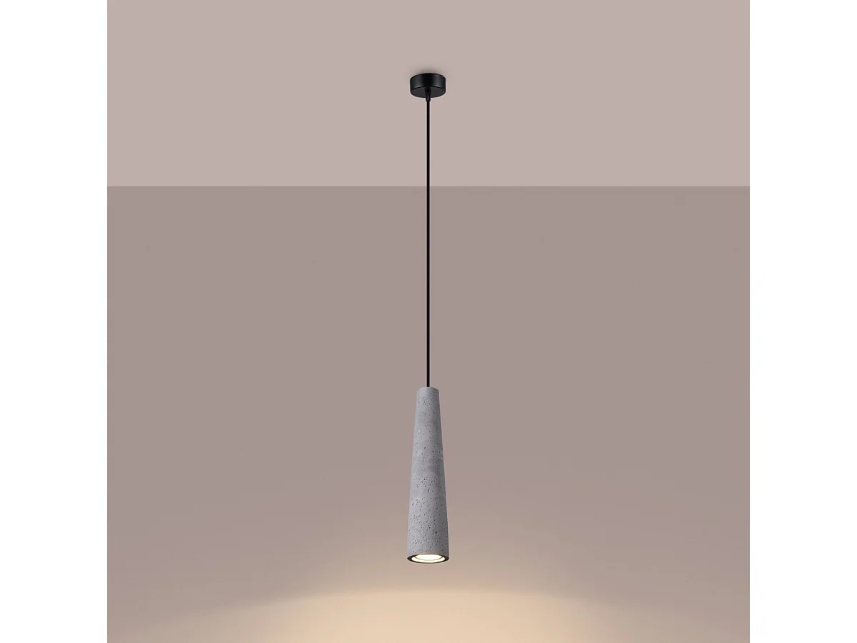 Plafonnier Electra Industriel En Béton - 1 Sources Lumineuses - L.8 X H.125 Cm - Gris