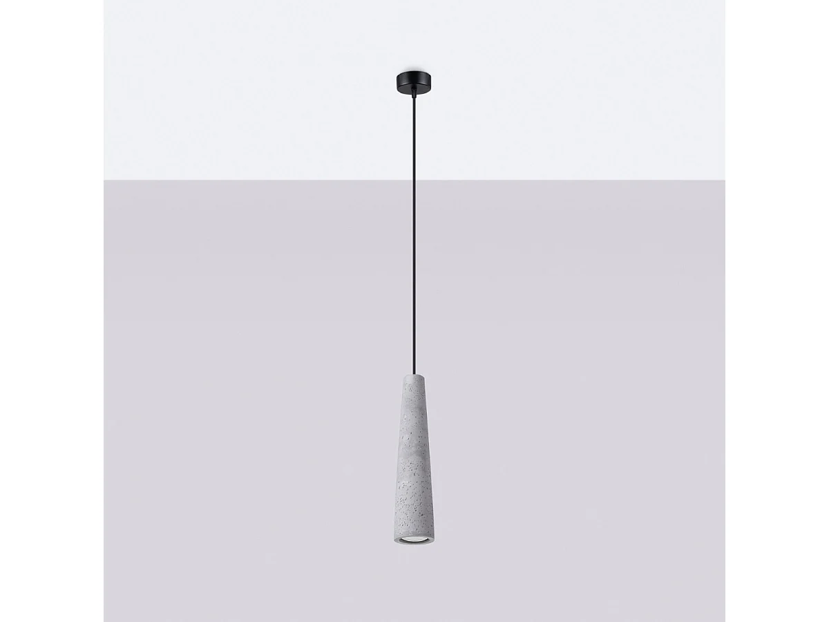 Plafonnier Electra Industriel En Béton - 1 Sources Lumineuses - L.8 X H.125 Cm - Gris